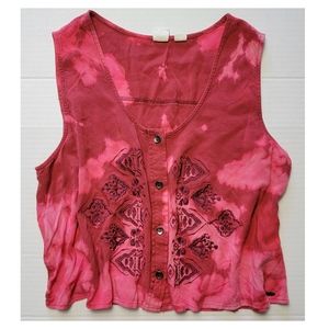 Y2k ROXY Embroidered Tie Dye Flowy Tank Top
